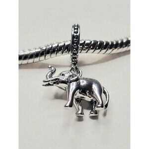 NWT! Elephant For Pandora Or Troll Charm Bracelet Silver Metal 3D Dangle Charm